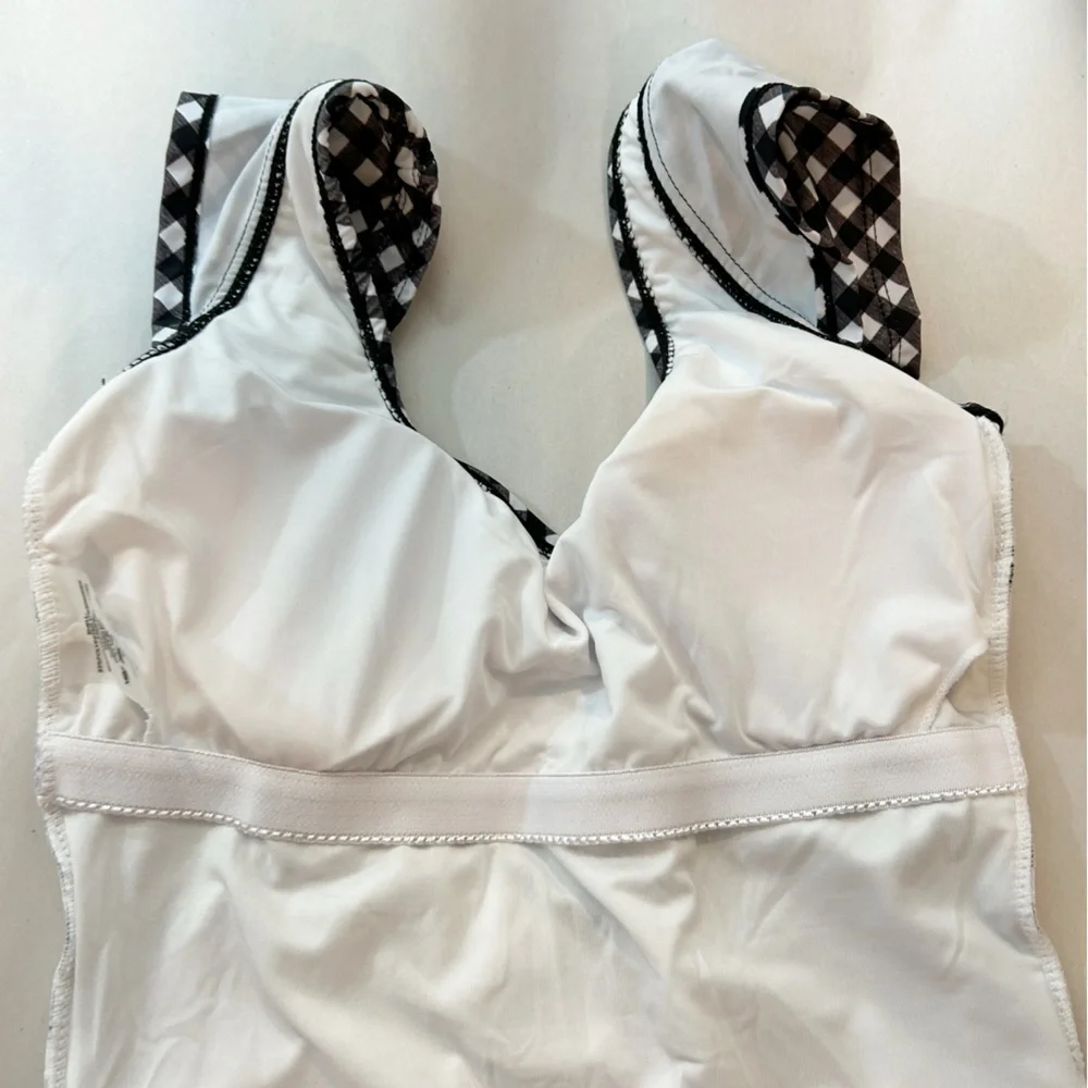 Marina West Black and White Gingham Check One-Piece Swimsuit Small Beach Resort